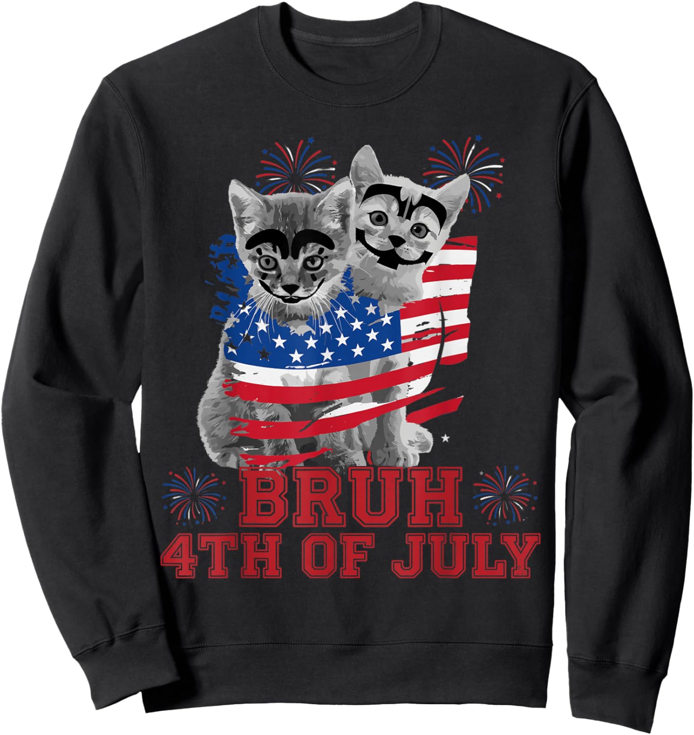 Funny Bruh 4th of July Boys Kids Flag Sweatshirt - Sweatshirt | Black