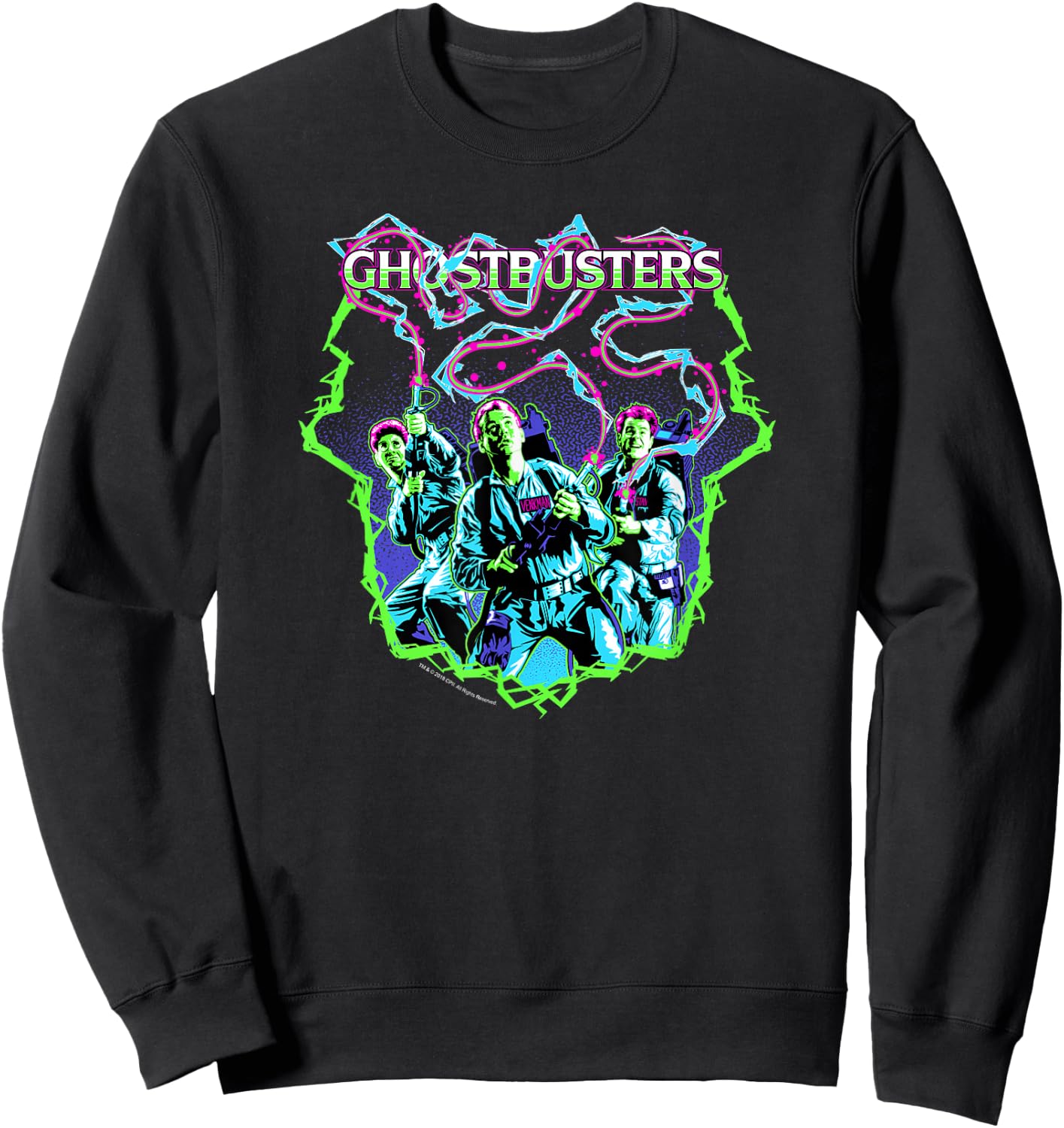 Ghostbusters Retro Proton Packs Cast Photo Movie Sweatshirt - Sweatshirt | Black