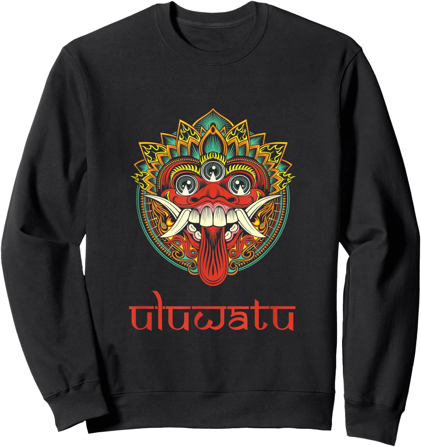Uluwatu Bali Balinese Hindu Barong Mask Animism Sweatshirt - Sweatshirt | Black