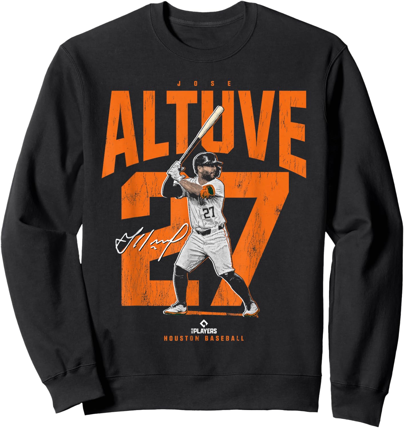 License Champs | Jose Altuve Houston Baseball Player Novelty - Blue, -Adult, Small, Short Sleeve Sweatshirt - Sweatshirt | Black