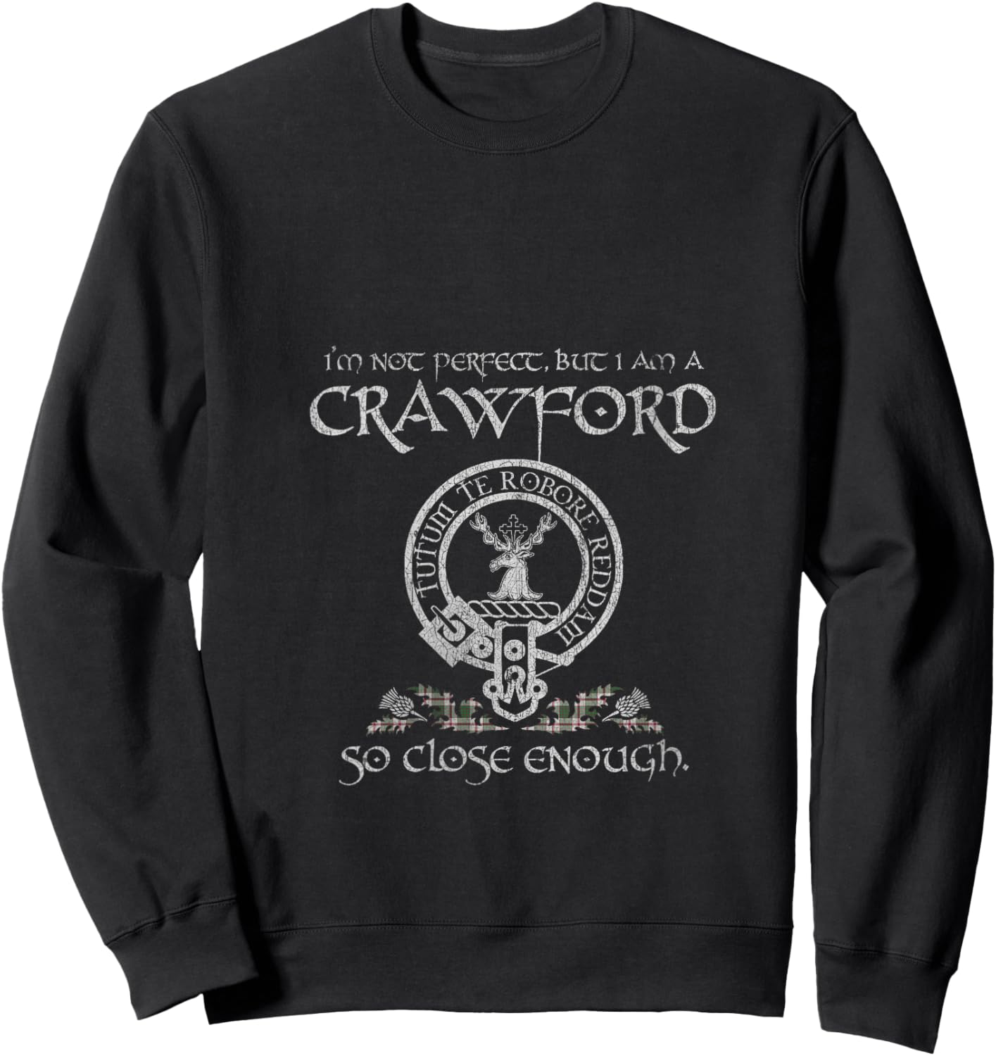 Women's Crawford Clan Proud Heritage Scottish Last Name Vintage V-Neck Sweatshirt - Sweatshirt | Black