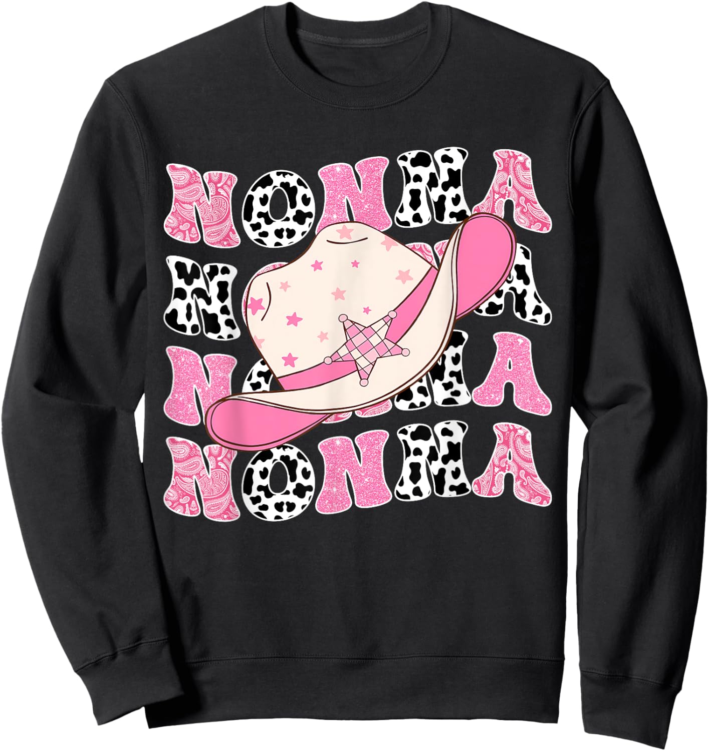 Nonna Pink Rodeo CowGirl Western Retro Groovy Sweatshirt - Sweatshirt | Black