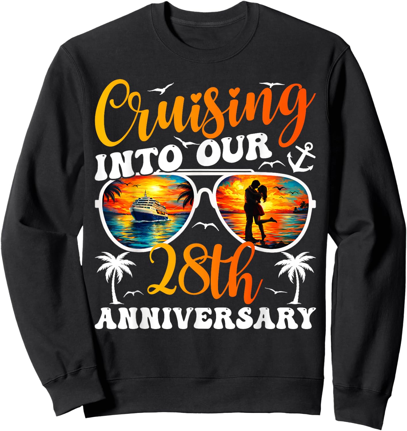 Cruising Into Our 28th Anniversary Cruise 28 Years Married Sweatshirt - Sweatshirt | Black