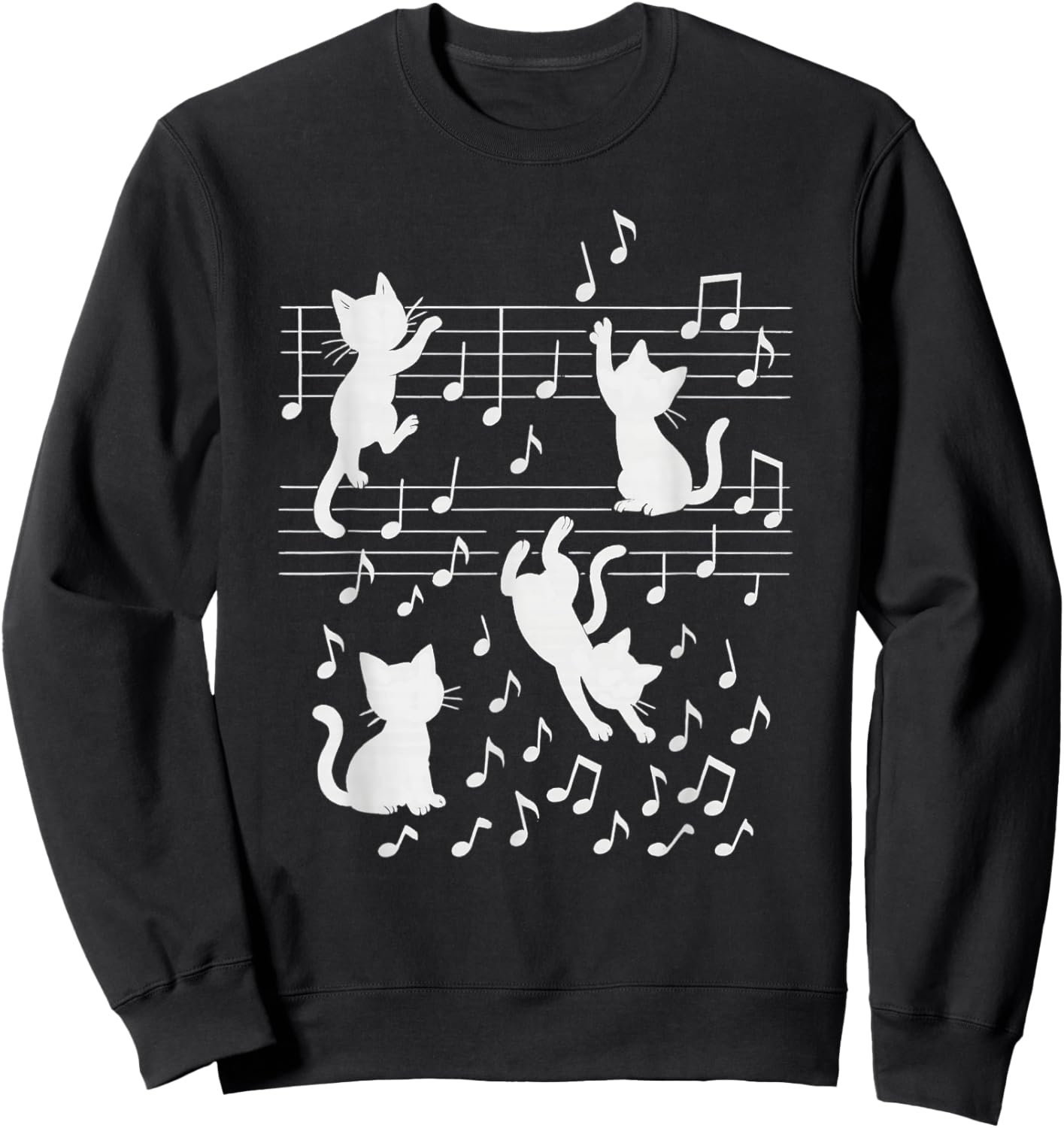 Cute Cat Clef Art Musical Note Music Sweatshirt - Sweatshirt | Black