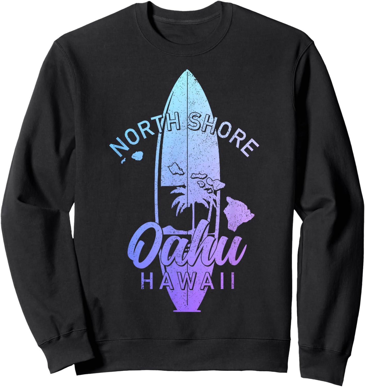 North Shore Oahu Hawaii Surf Board Surfing Surfer Hawaiian Sweatshirt - Sweatshirt | Black