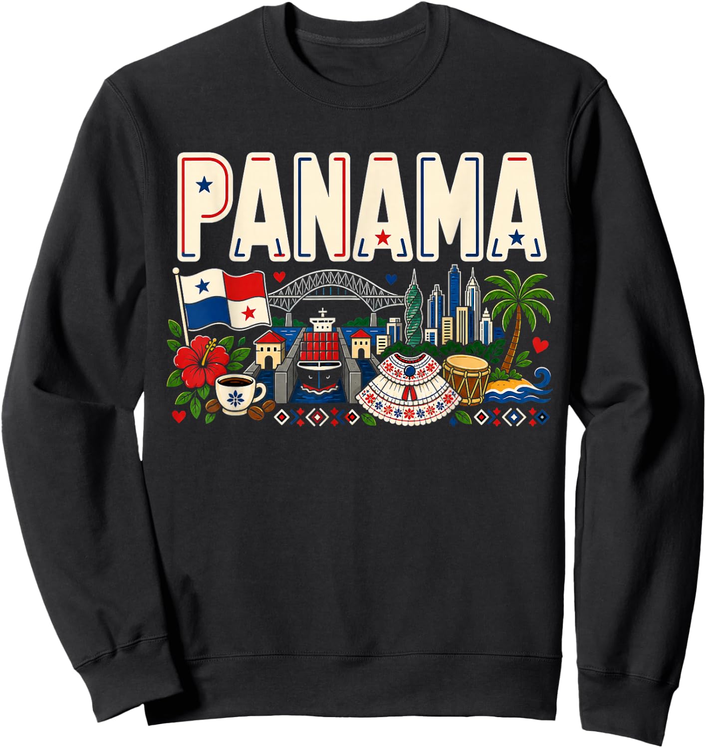 Panama Pride Latino Heritage Country Design Sweatshirt - Sweatshirt | Black
