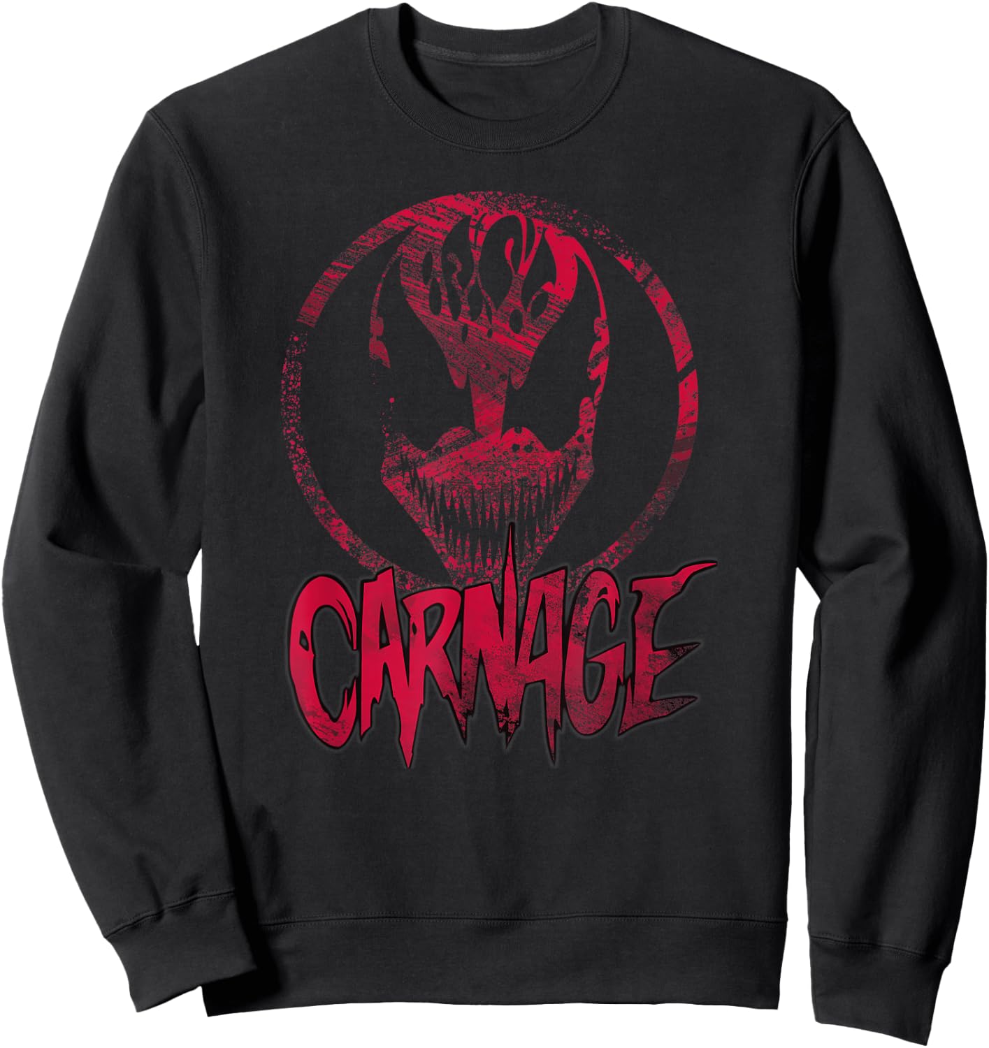 Carnage Single Coated Red Painted Face Logo Graphic Sweatshirt - Sweatshirt | Black