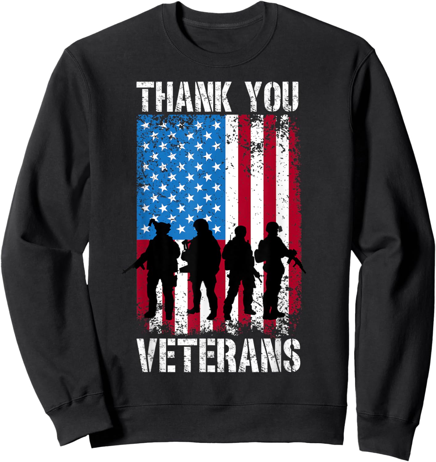 Thank You Veterans Military Services Armed Forces Sweatshirt - Sweatshirt | Black