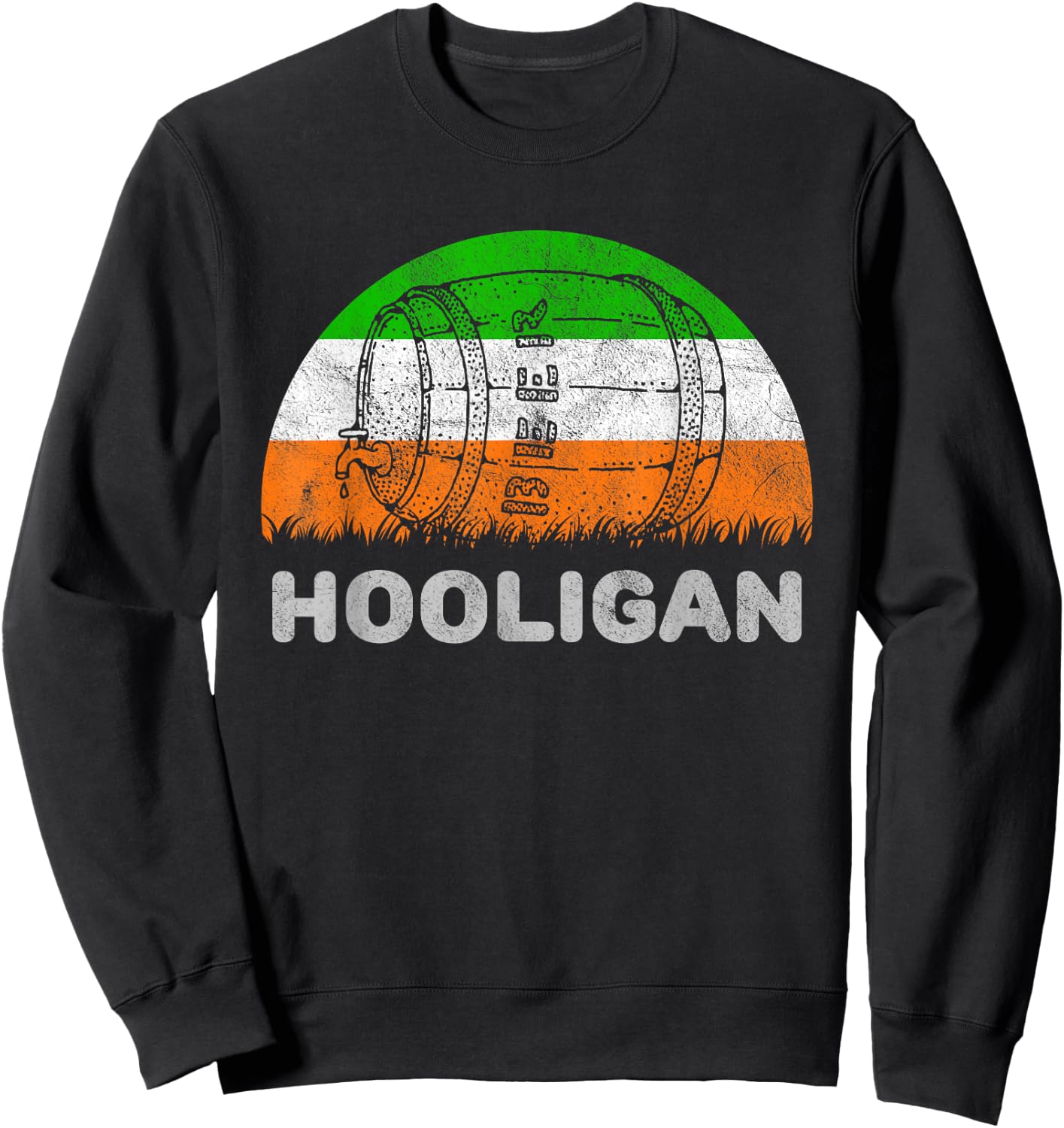 Funny St Patricks Day Hooligan With Ireland Flag Sweatshirt - Sweatshirt | Black