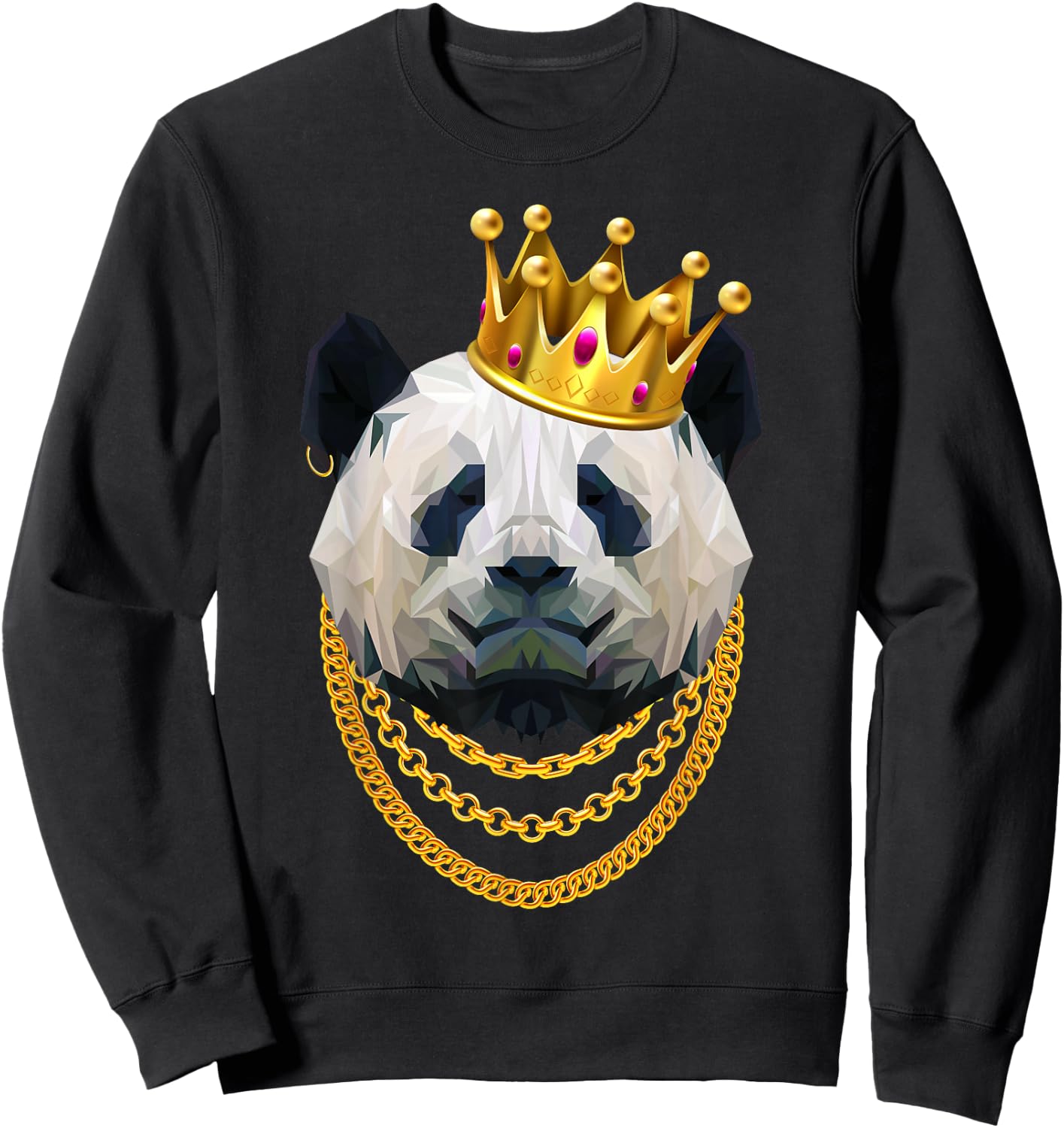 Panda Bear Gangster Golden Crown King Sweatshirt - Sweatshirt | Black