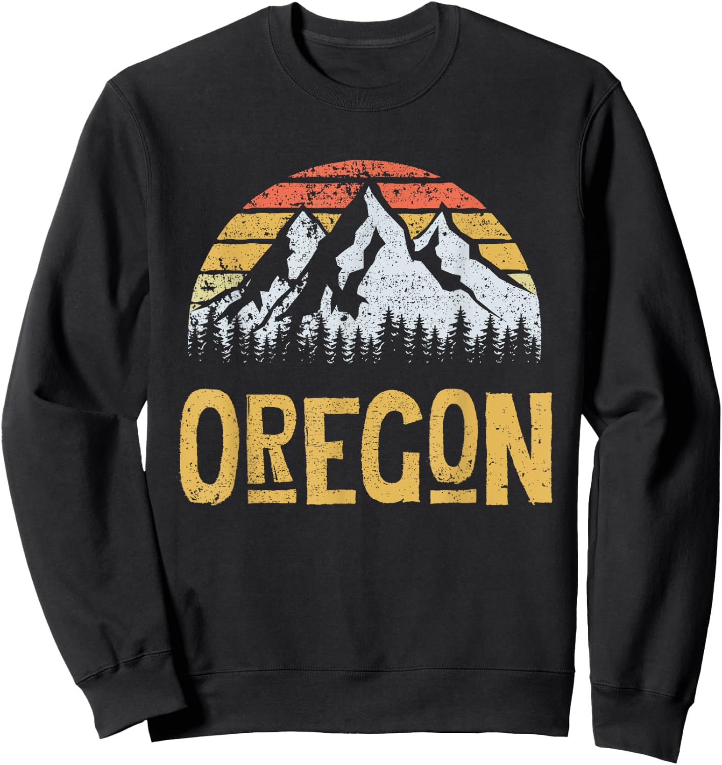 Vintage Retro OR Oregon U.S. Mountain State Sweatshirt - Sweatshirt | Black
