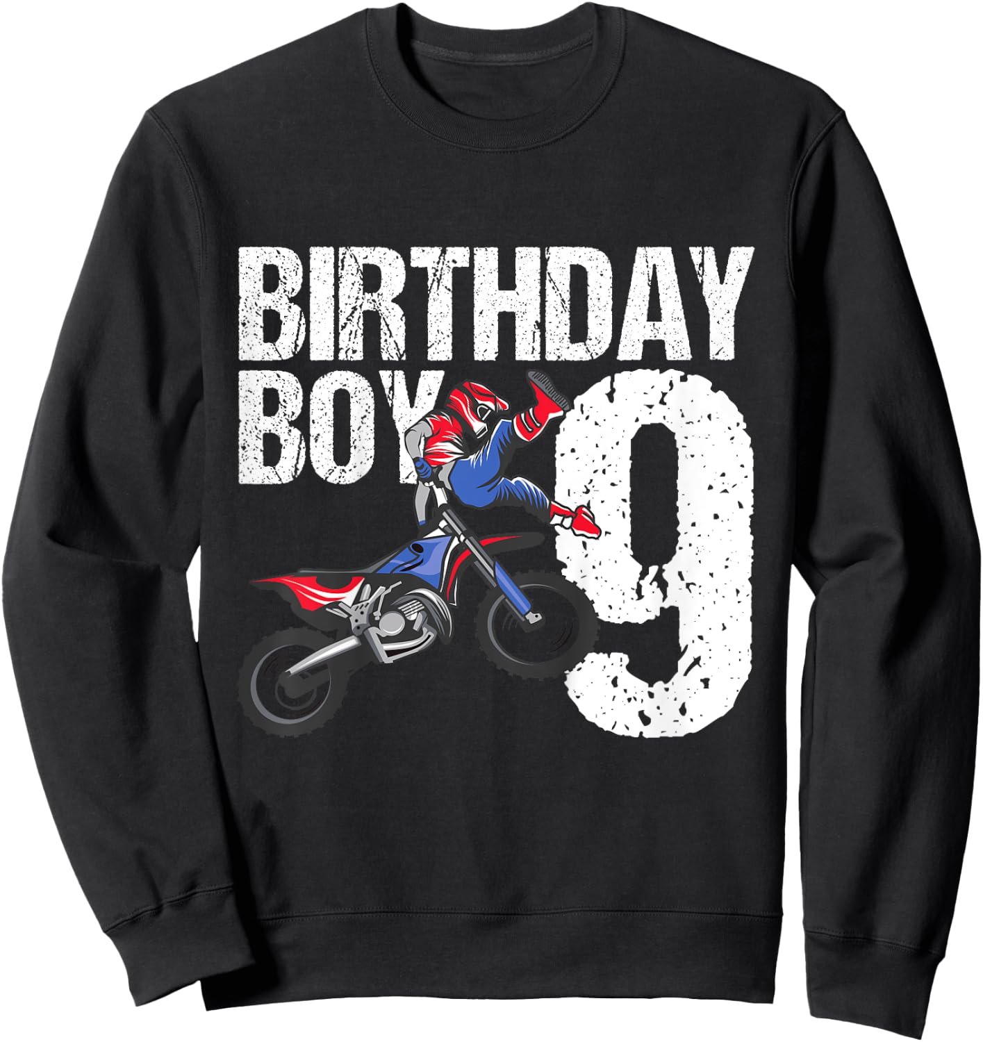 9 Year Old Dirt Bike Birthday Party Motocross MX 9th Gift Sweatshirt - Sweatshirt | Black