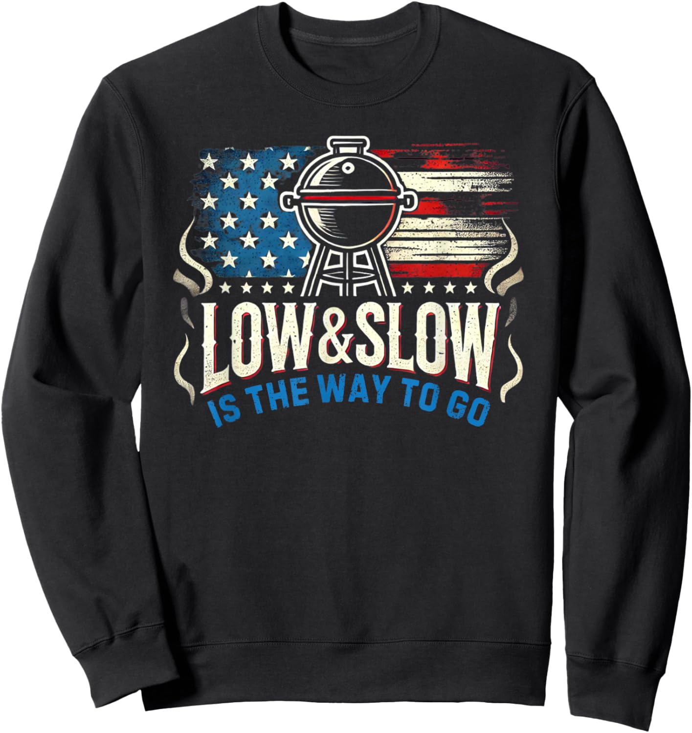 Patriotic BBQ Smoker Meat Smoking USA Grilling Barbecue Sweatshirt - Sweatshirt | Black