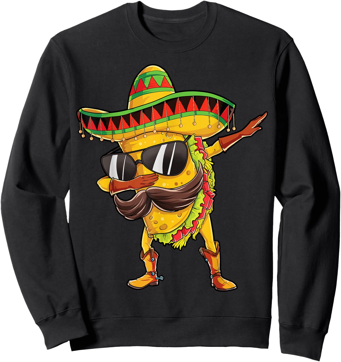 Dabbing Taco Cinco de Mayo Boys Men Mexican Food Sombrero Sweatshirt - Sweatshirt | Black