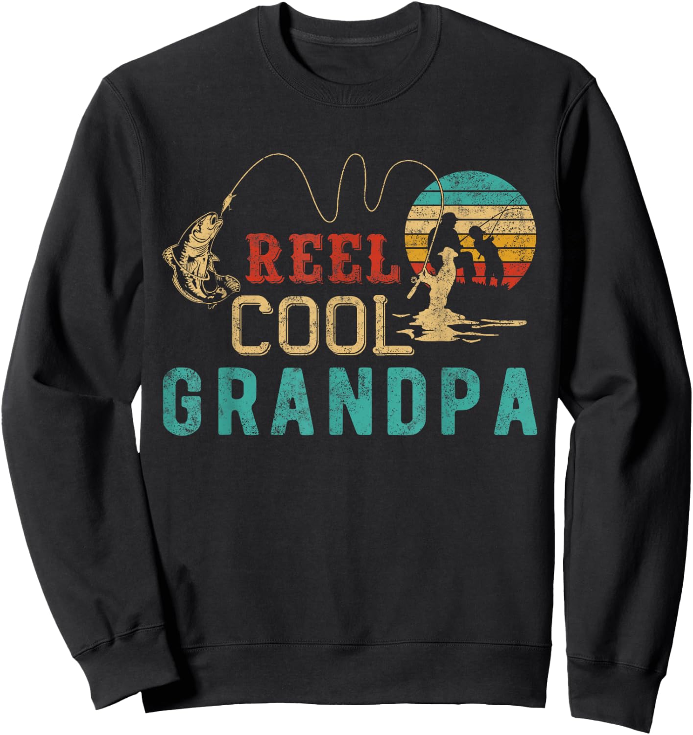 Grandpa shirt Vintage Reel cool Grandpa Fish fishing Sweatshirt - Sweatshirt | Black
