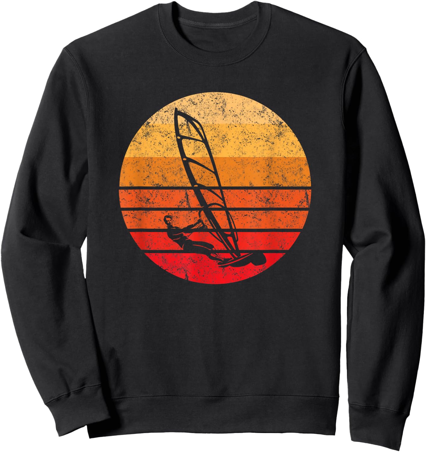 Windsurf, Windsurfing Shirt Retro Style Sunset Vintage Sweatshirt - Sweatshirt | Black
