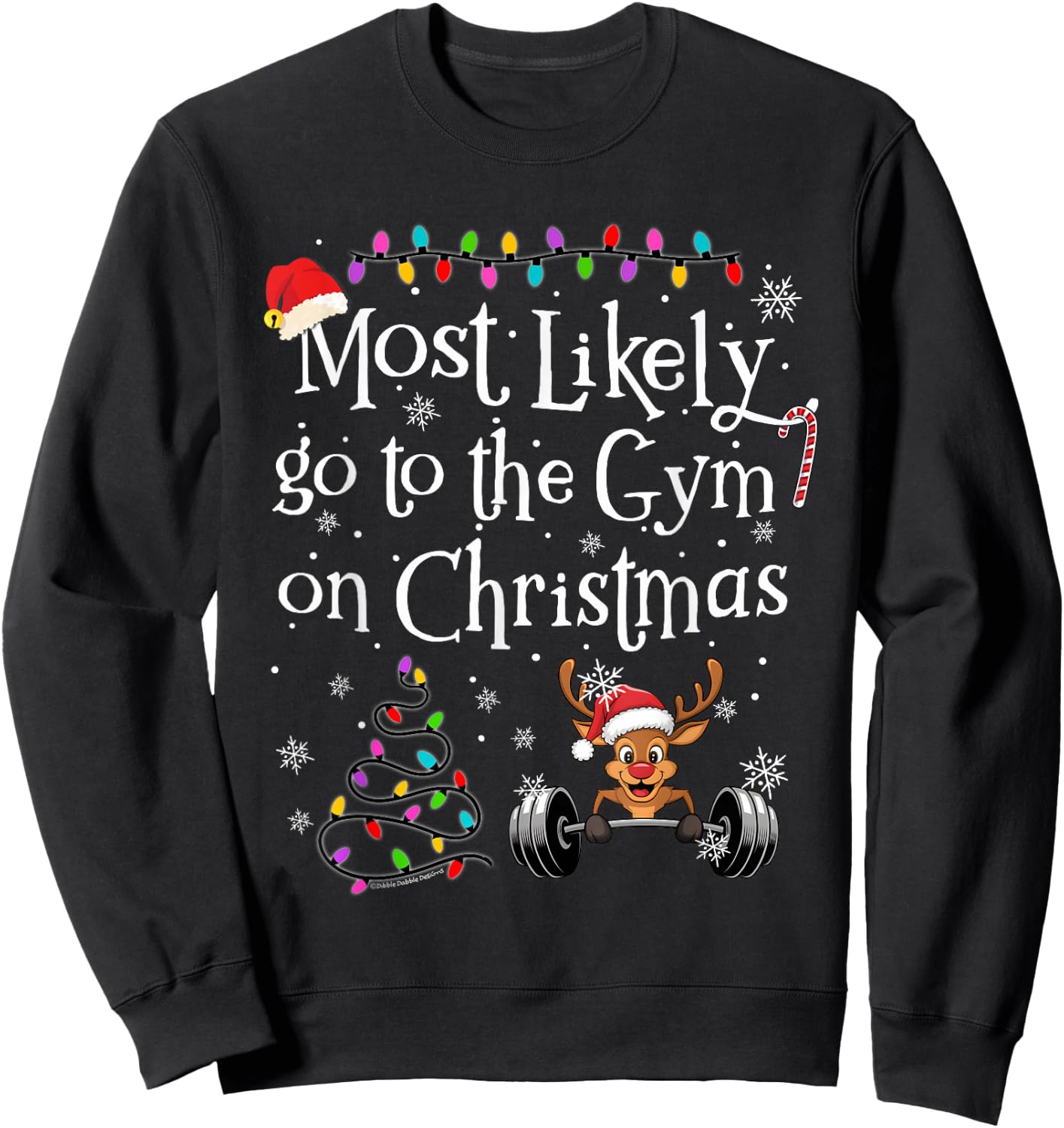 Most Likely To Go to the Gym on Christmas Funny Christmas Sweatshirt - Sweatshirt | Black