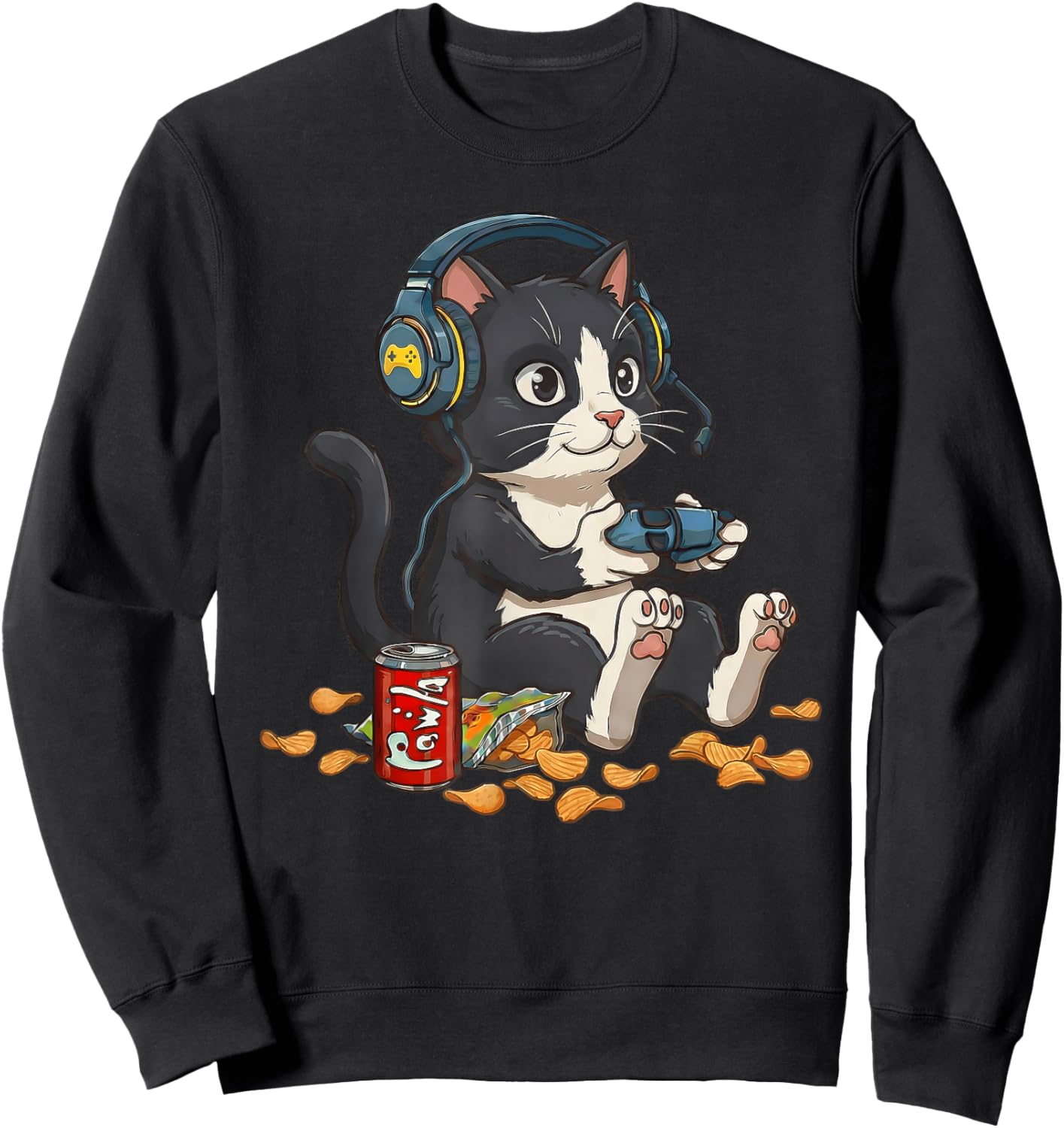 Tuxedo Cat Video Gamer Controller PC Console Gaming Nerd Sweatshirt - Sweatshirt | Black
