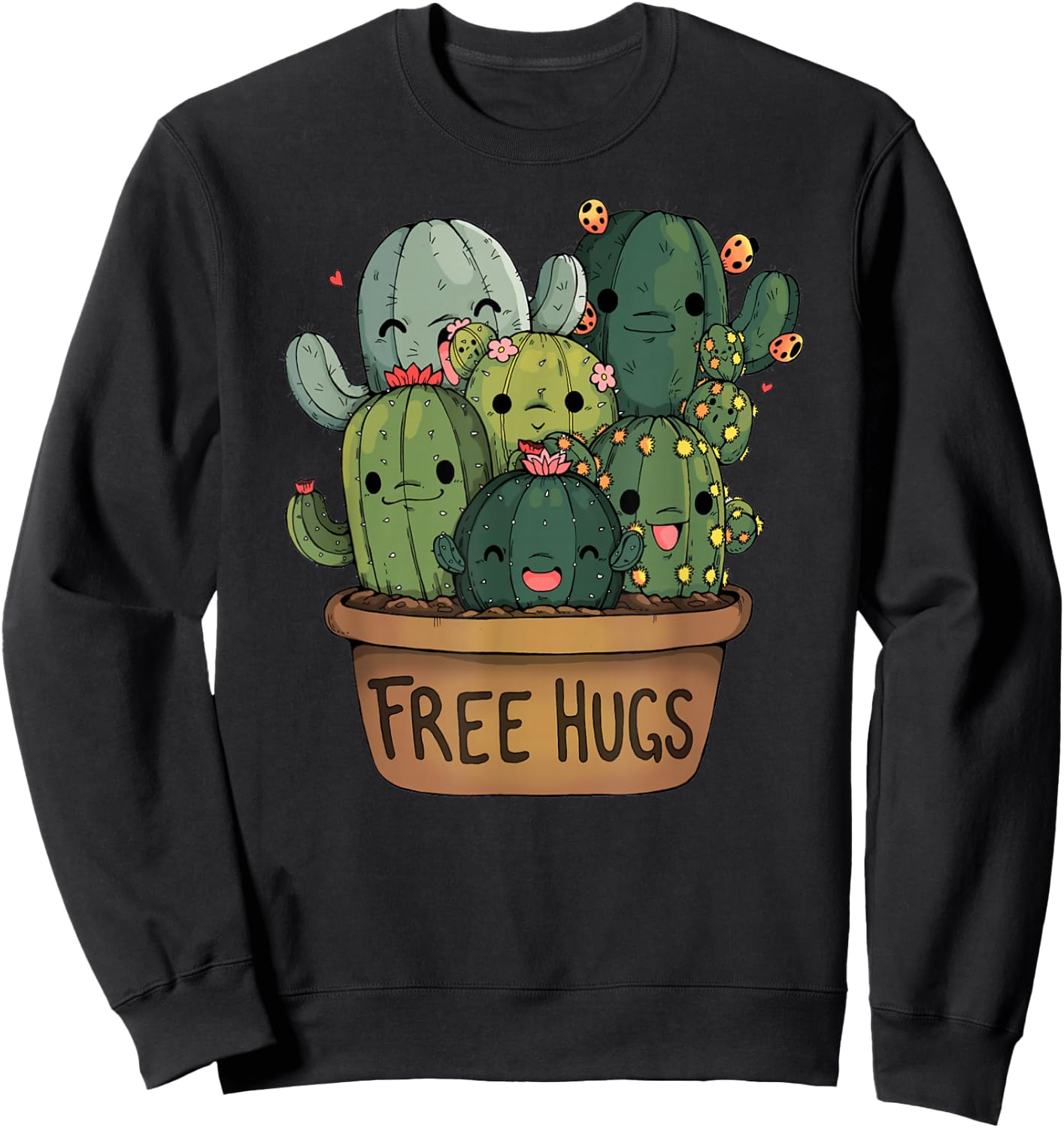 Free Cactus Hugs | Cute Funny Cactus Present Friendly Sweatshirt - Sweatshirt | Black