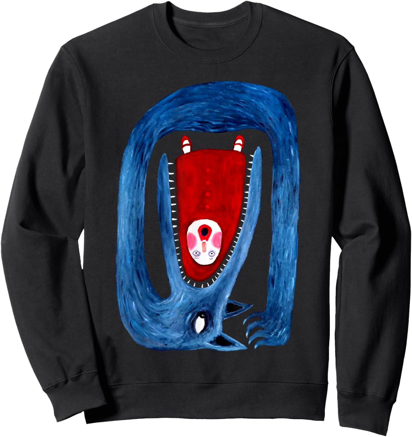 Soulisfree Bon Wolf Appétit Horror Funny Wolf and Girl Sweatshirt - Sweatshirt | Black
