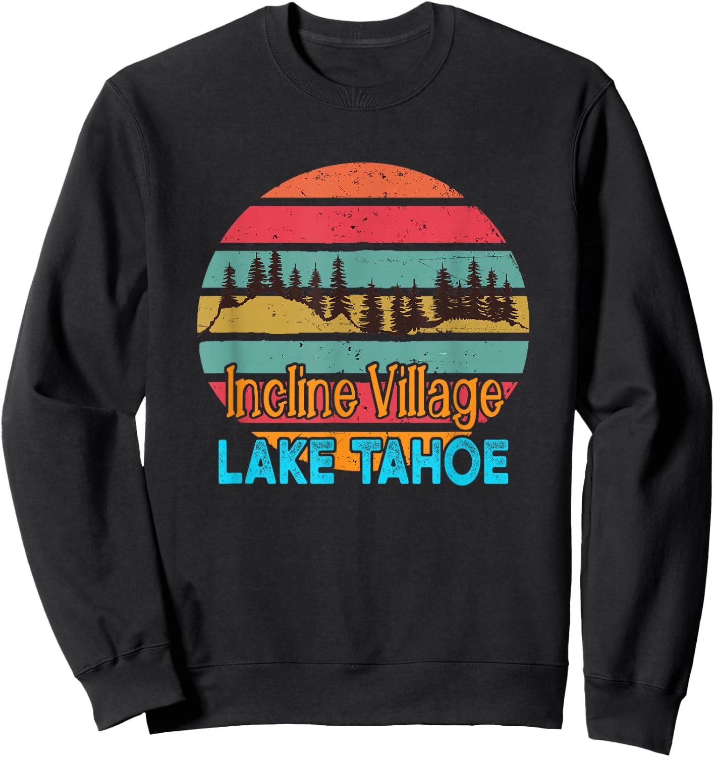 Lake Tahoe Incline Village Retro Sunset Sweatshirt - Sweatshirt | Black