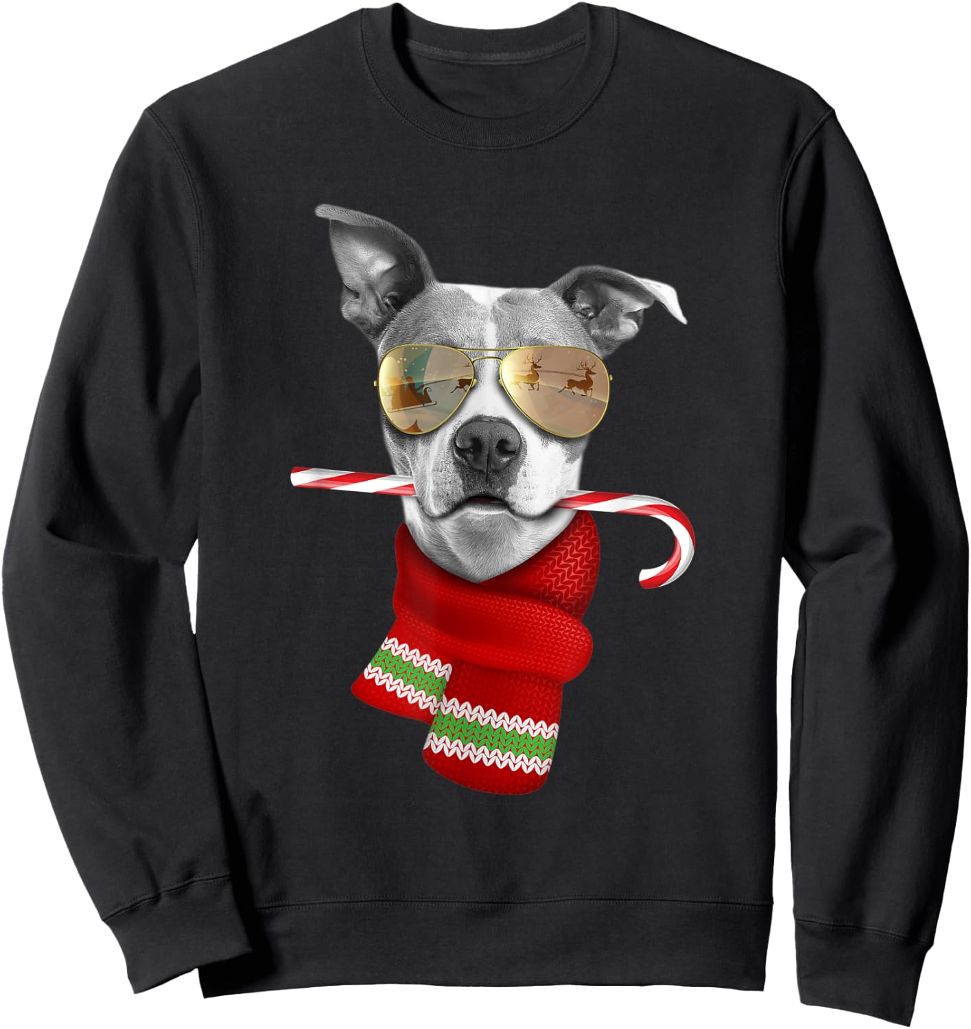 Pitt Bull shirt Cute Christmas Gift Dog Lovers Sunglasses Sweatshirt - Sweatshirt | Black