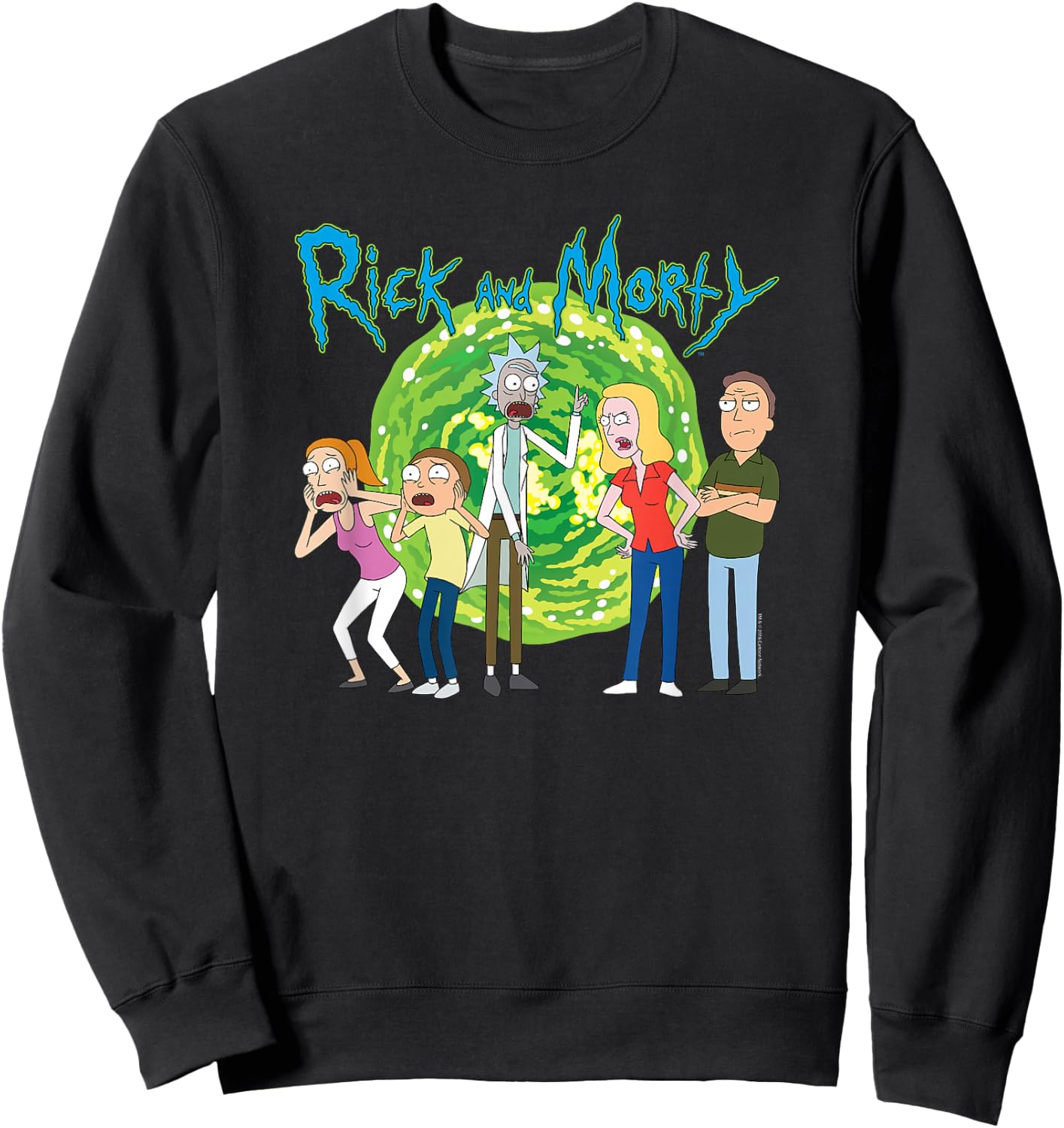 Rick & Morty Family Group Portal with Logo Small Sweatshirt - Sweatshirt | Black