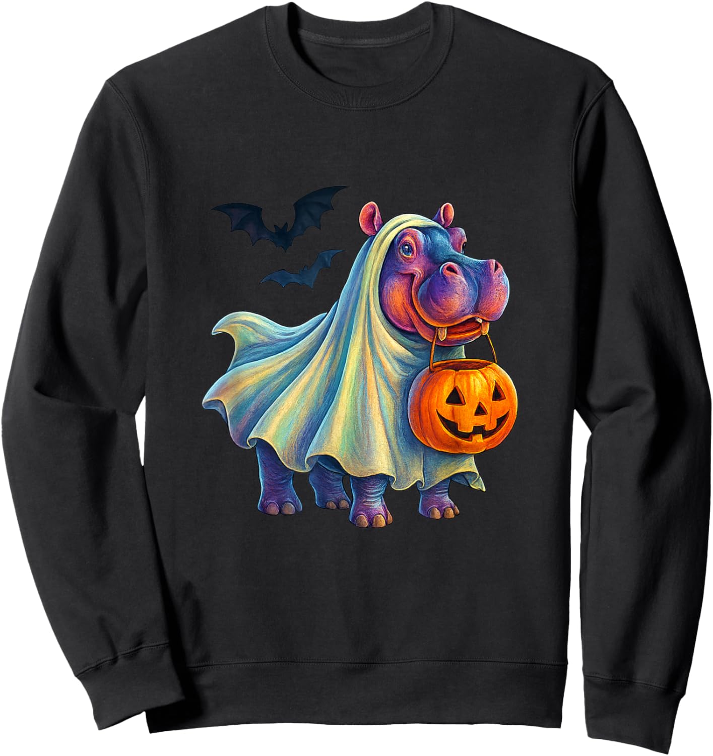 Pumpkin Hippopotamus, Cute Hippo Halloween Costume Girls Sweatshirt - Sweatshirt | Black