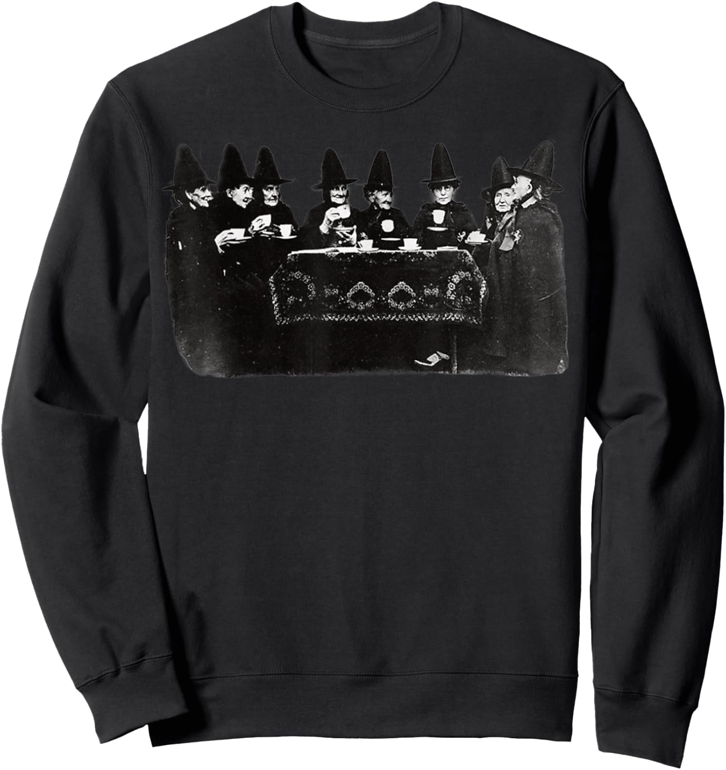 Vintage Witches Tea Party Victorian Witch Sweatshirt - Sweatshirt | Black