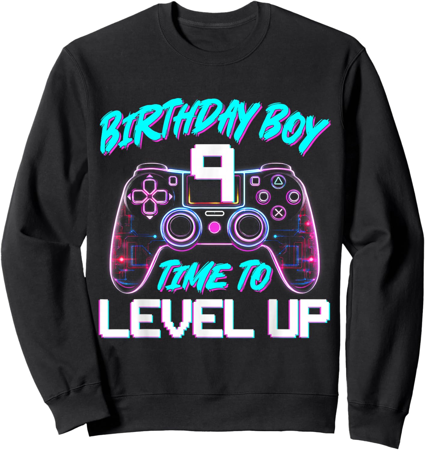 Birthday Boy Level Up 9 Gamer 9th Birthday Video Game Sweatshirt - Sweatshirt | Black