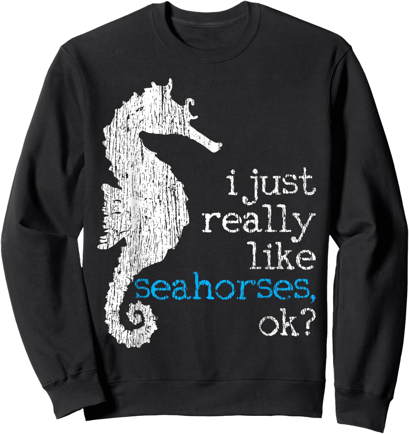 Seahorse Lover Fish Underwater Vintage Gift Sweatshirt - Sweatshirt | Black