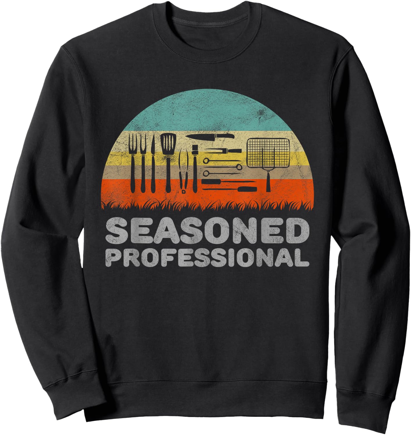 Funny Seasoned Professional Barbecue Pun Sweatshirt - Sweatshirt | Black