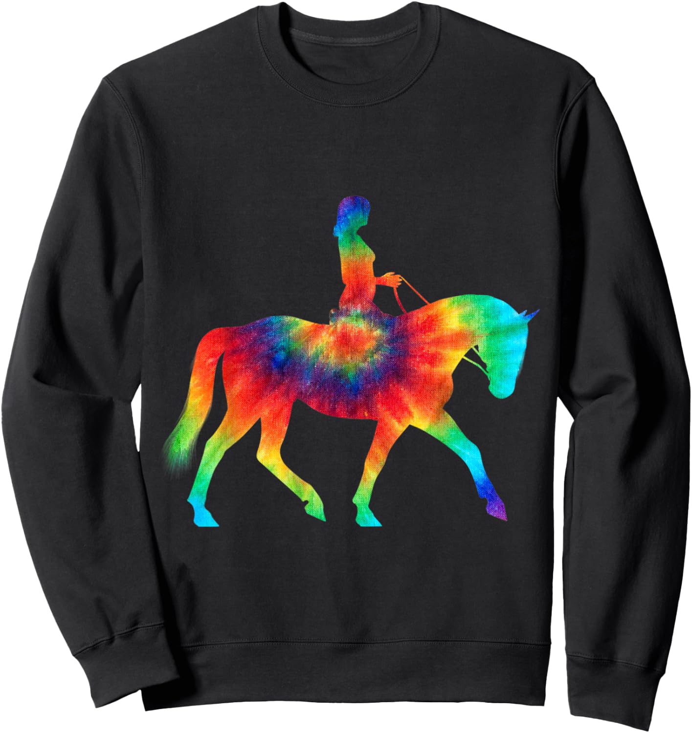 Tie Dye Horse Tie Dyed Polo Player Horseback Riding T Shirt Sweatshirt - Sweatshirt | Black