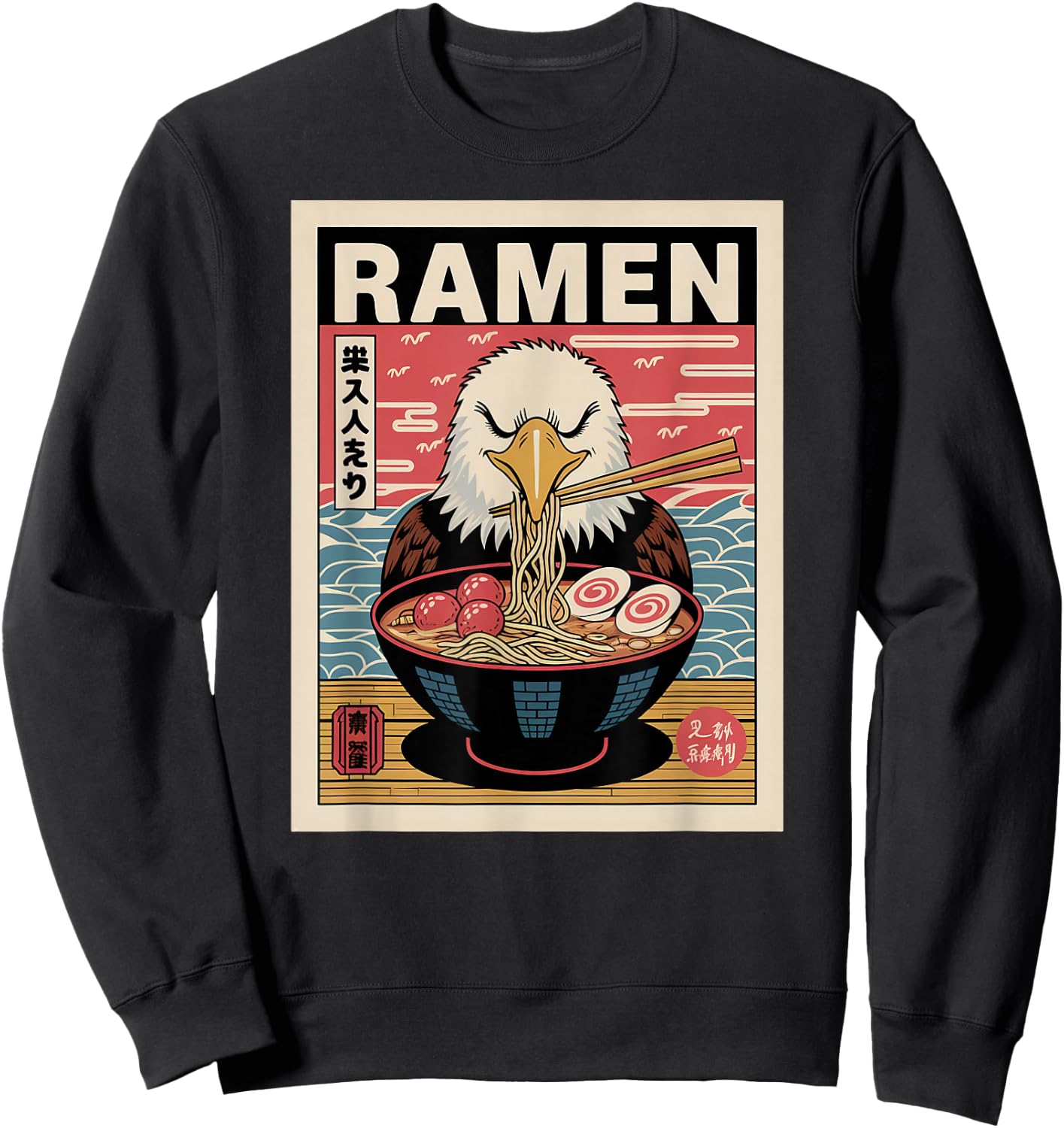 Anime Eagle Manga Kawaii Otaku Neko Japanese Ramen Eagle Sweatshirt - Sweatshirt | Black