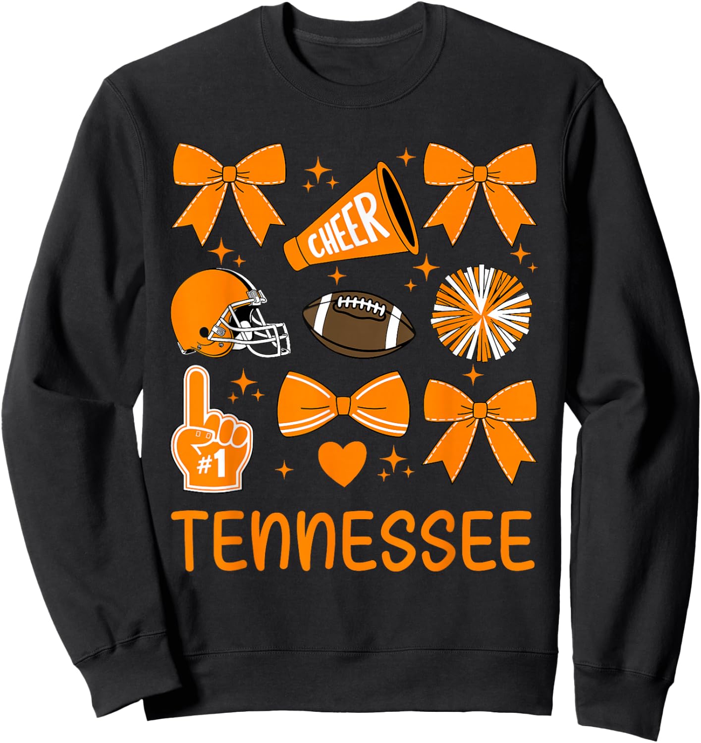 Tennessee Women Toddler Girls Kids Bow Orange For TN Lovers Sweatshirt - Sweatshirt | Black