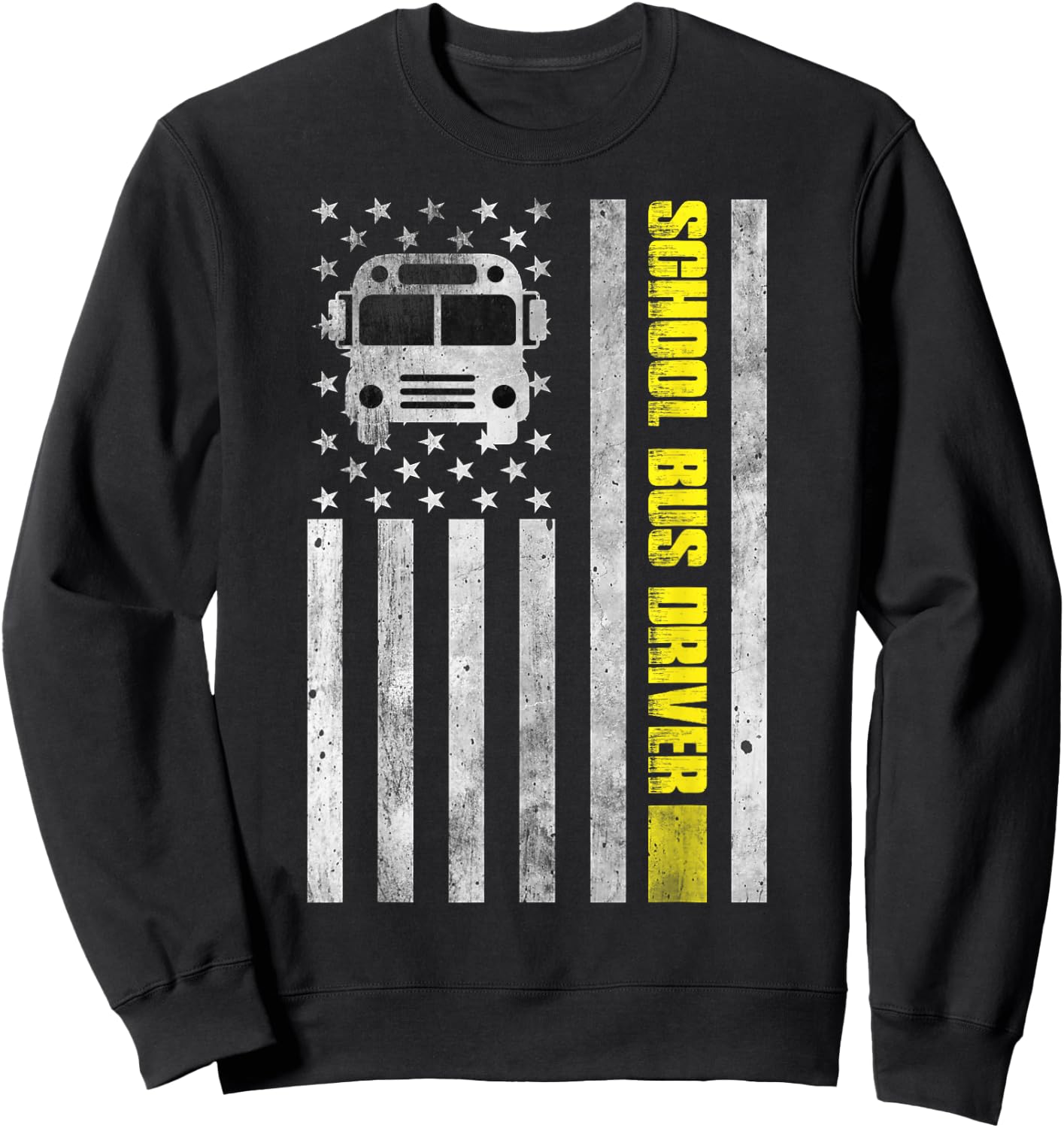School Bus Driver American Flag Design - School Bus Driver Sweatshirt - Sweatshirt | Black