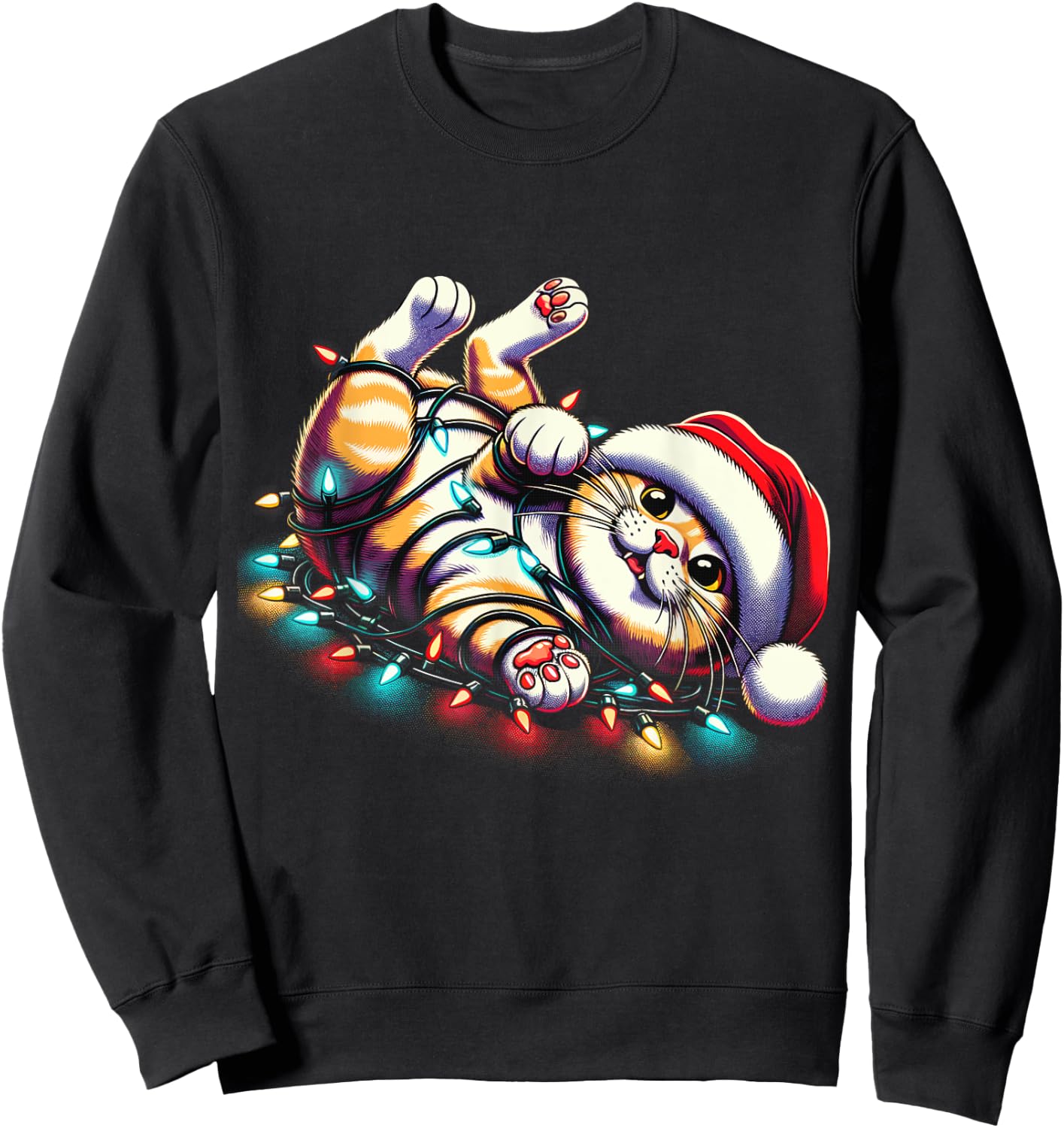 Christmas Cat Lover Funny Festive Holidays Cute Kitten Xmas Sweatshirt - Sweatshirt | Black