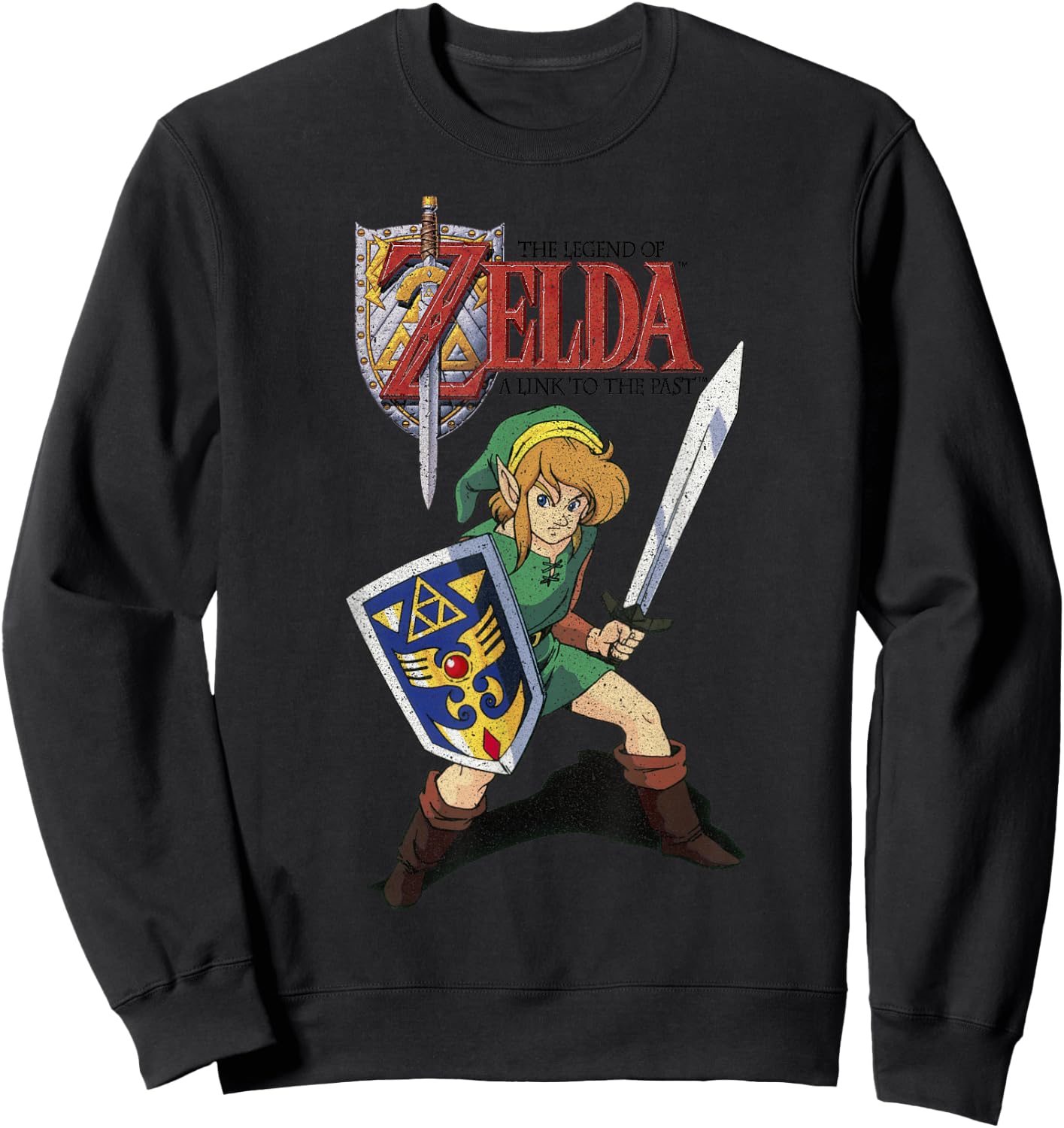 Legend of Zelda Grey Cartoon Art - , Classic Fit, Short Sleeve Sweatshirt - Sweatshirt | Black