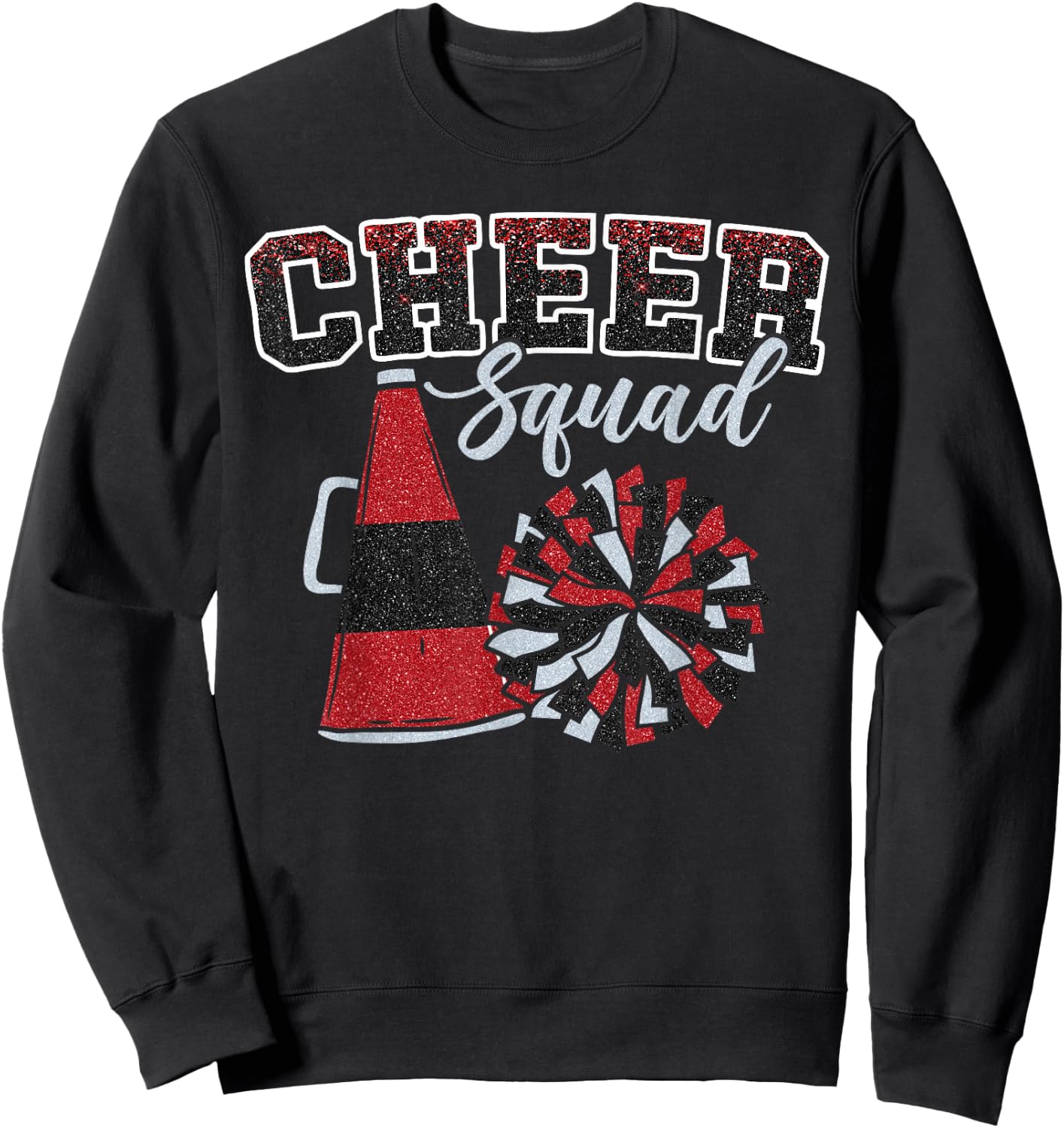 Cheer Squad Funny Cheerleader Cheerleading Red Women Girl Sweatshirt - Sweatshirt | Black