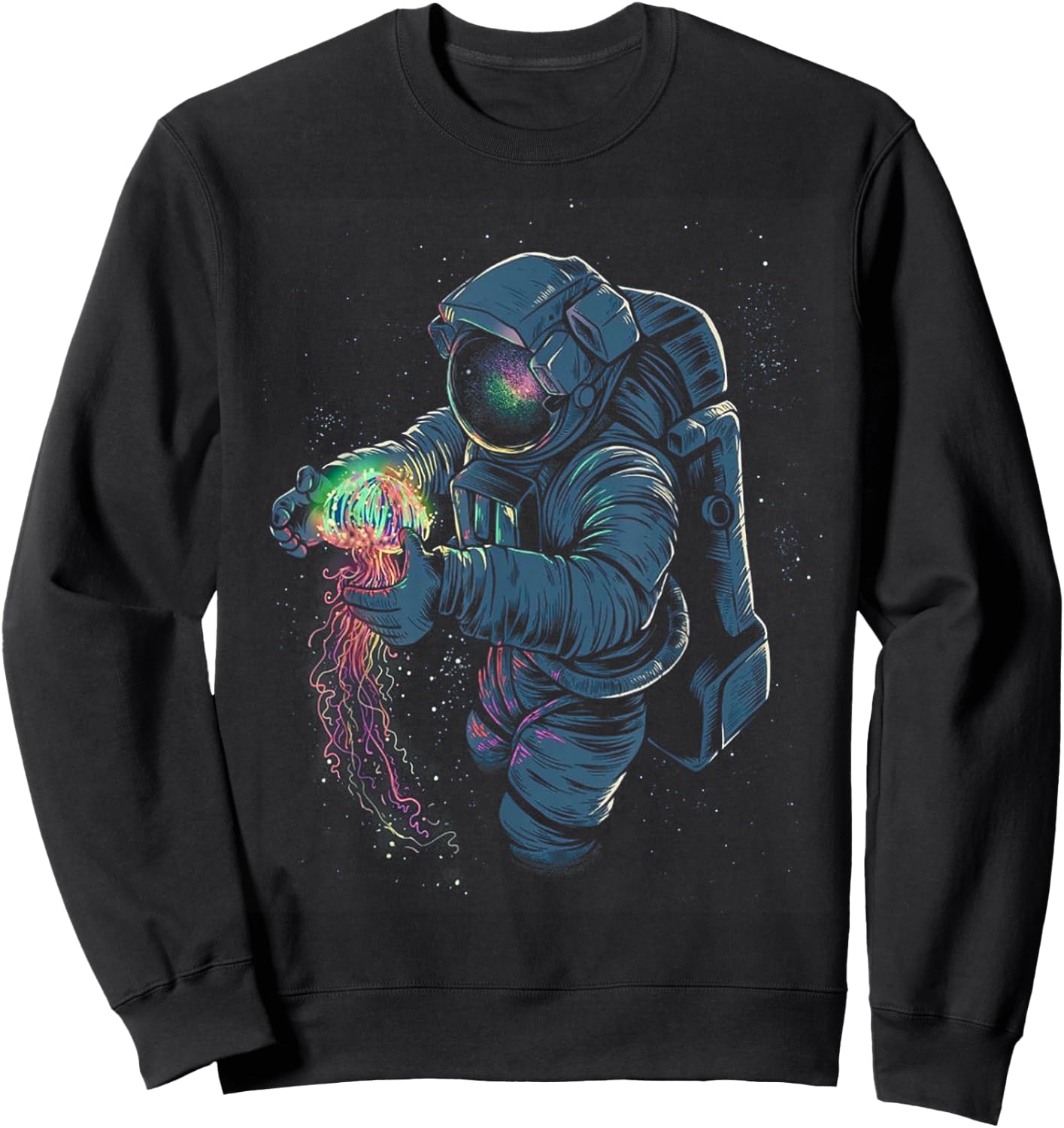 Space Rave T Shirt - Jelly Fish Rainbow Astronaut Friends Sweatshirt - Sweatshirt | Black