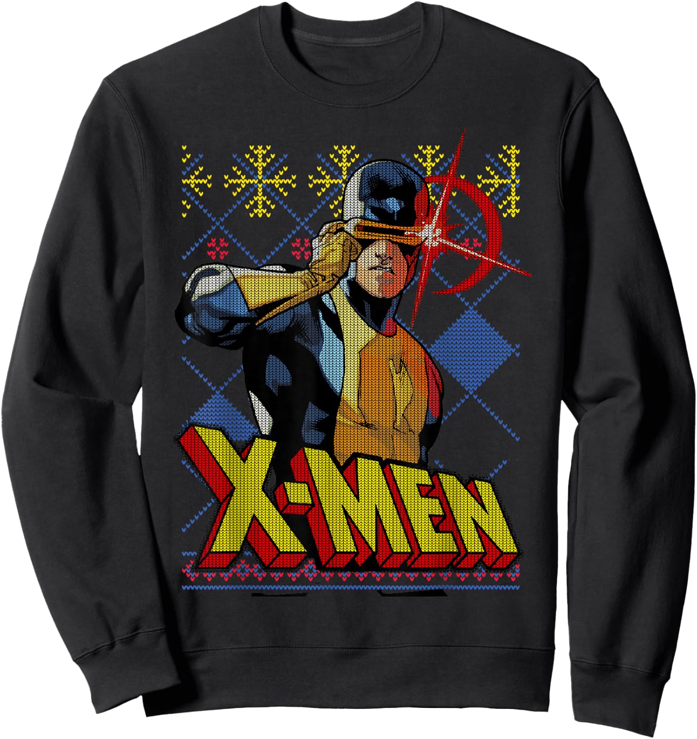 Marvel X-Men Cyclops Ugly Christmas Sweater Graphic Sweatshirt - Sweatshirt | Black
