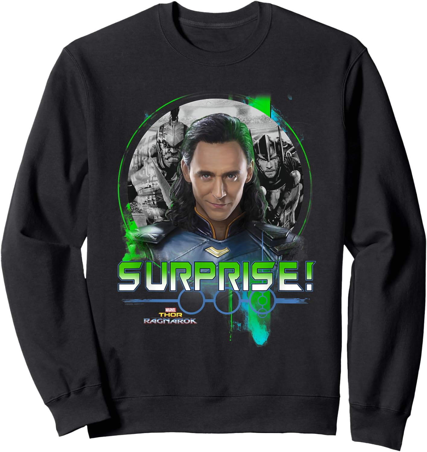 Marvel Thor Ragnarok Loki Surprise Green Pop Sweatshirt - Sweatshirt | Black