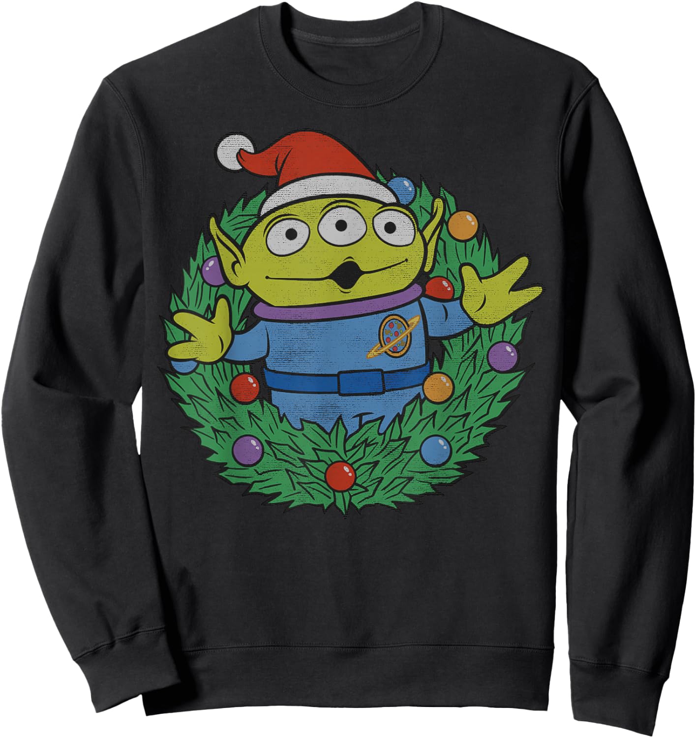 Disney Pixar Toy Story Alien Christmas Wreath Sweatshirt - Sweatshirt | Black