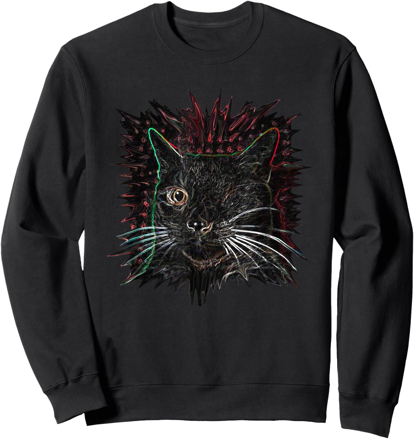 Funny One Eyed Cat Women Sweatshirt - Sweatshirt | Black