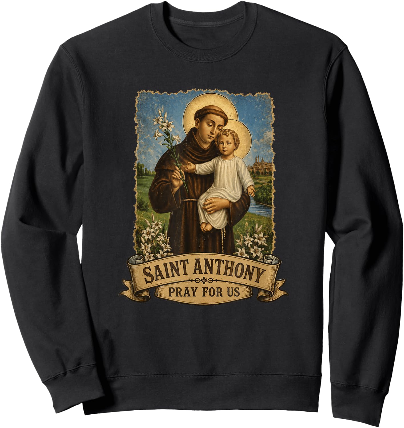 Saint Anthony of Padua Sweatshirt - Sweatshirt | Black
