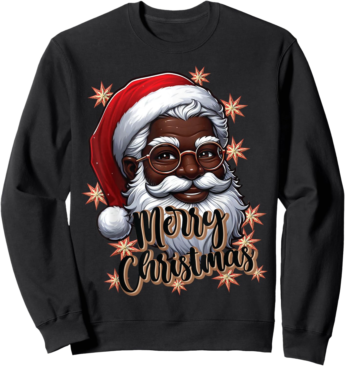 African American Santa Christmas Pajama Black X-Mas Sweatshirt - Sweatshirt | Black