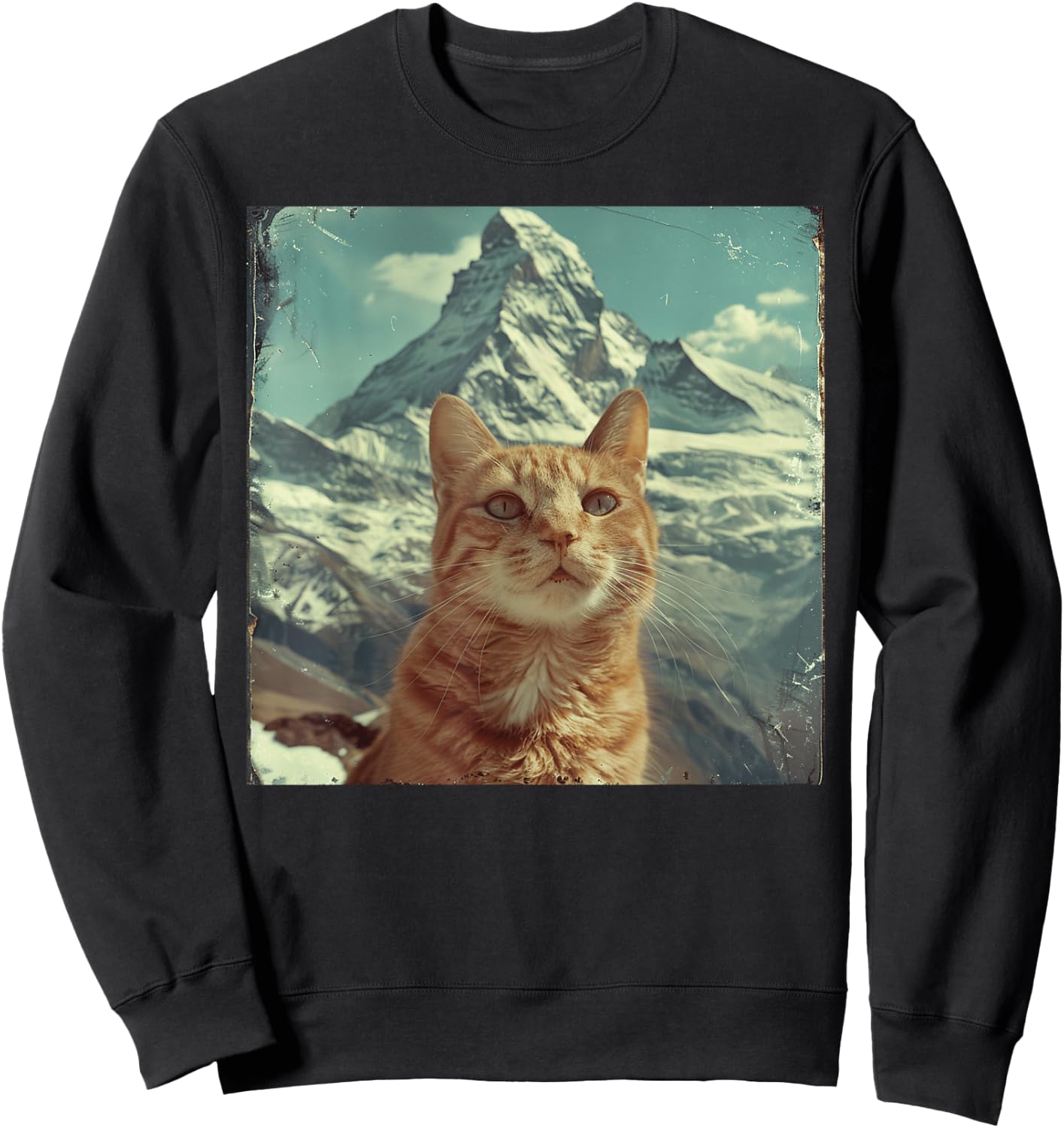 Mountain Lover Kitten Mt. Everest Hiker Cute Cat Women Kids Sweatshirt - Sweatshirt | Black