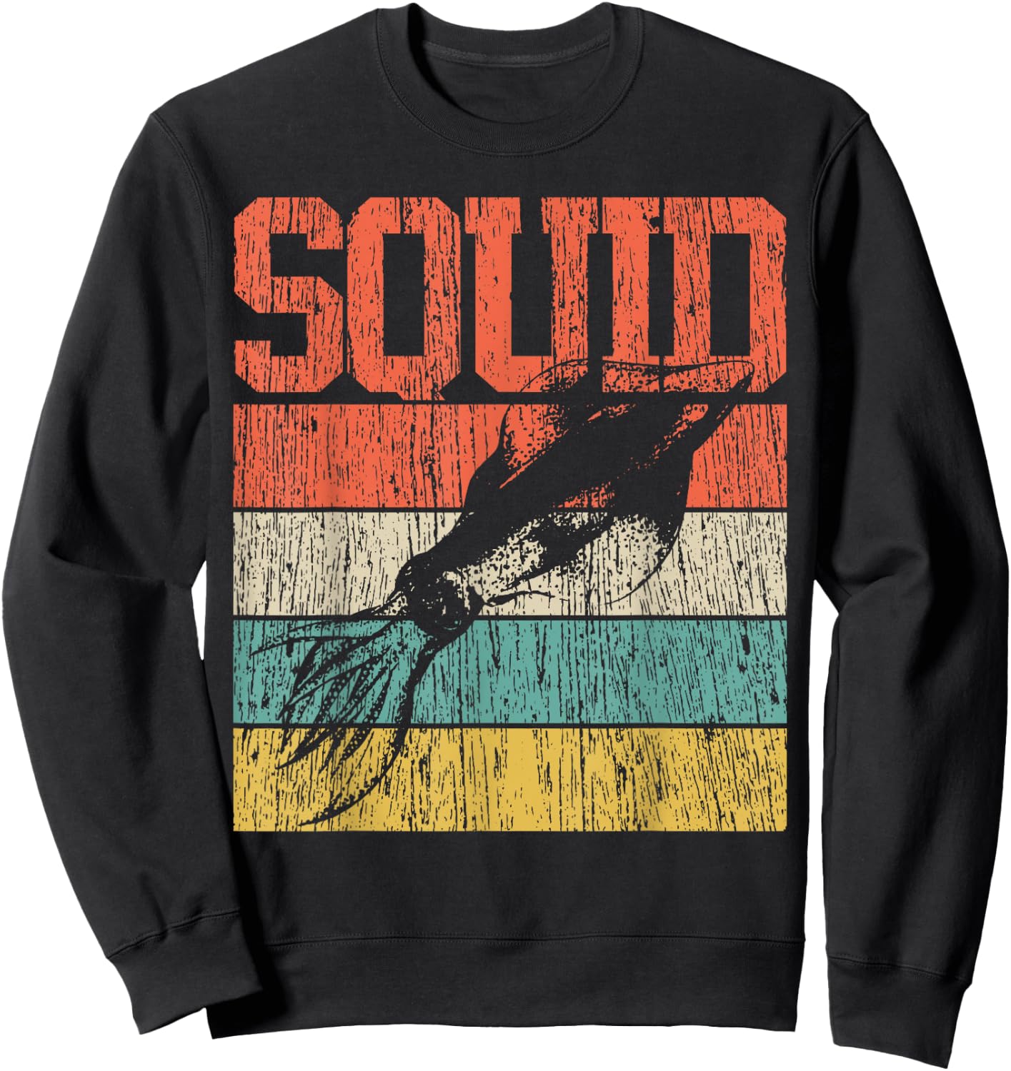 Squid Retro Vintage Marine Biologist Sweatshirt - Sweatshirt | Black