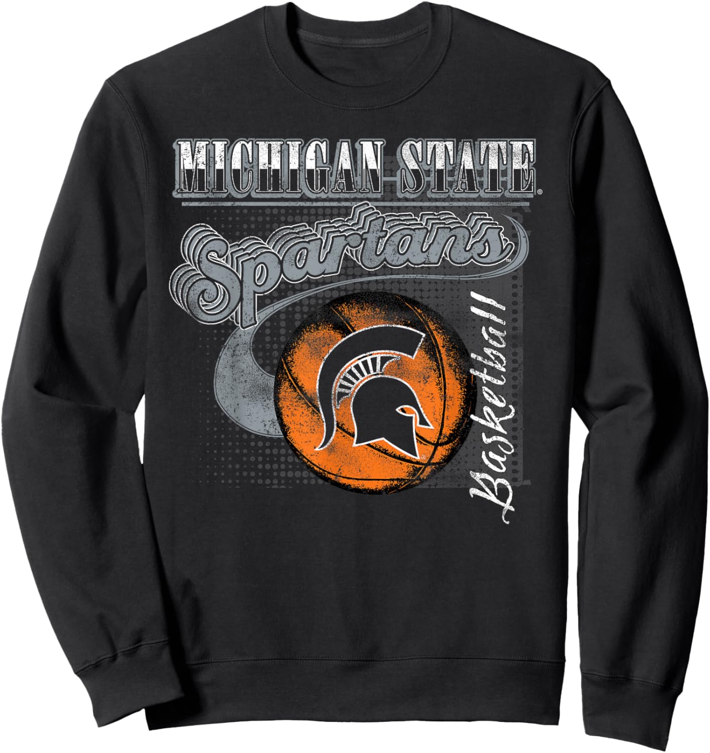 Michigan State Spartans Basketball Retro Green Sweatshirt - Sweatshirt | Black