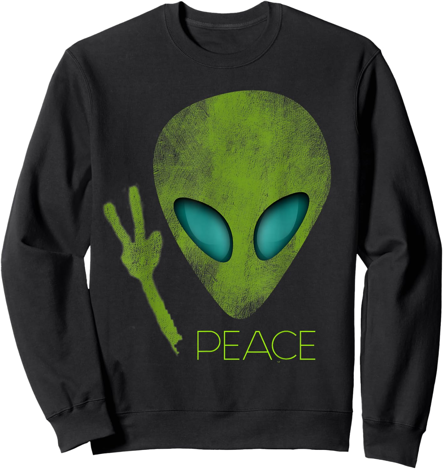 Alien Peace Cool Funny Cute UFO Lover Birthday Gift Small Sweatshirt - Sweatshirt | Black
